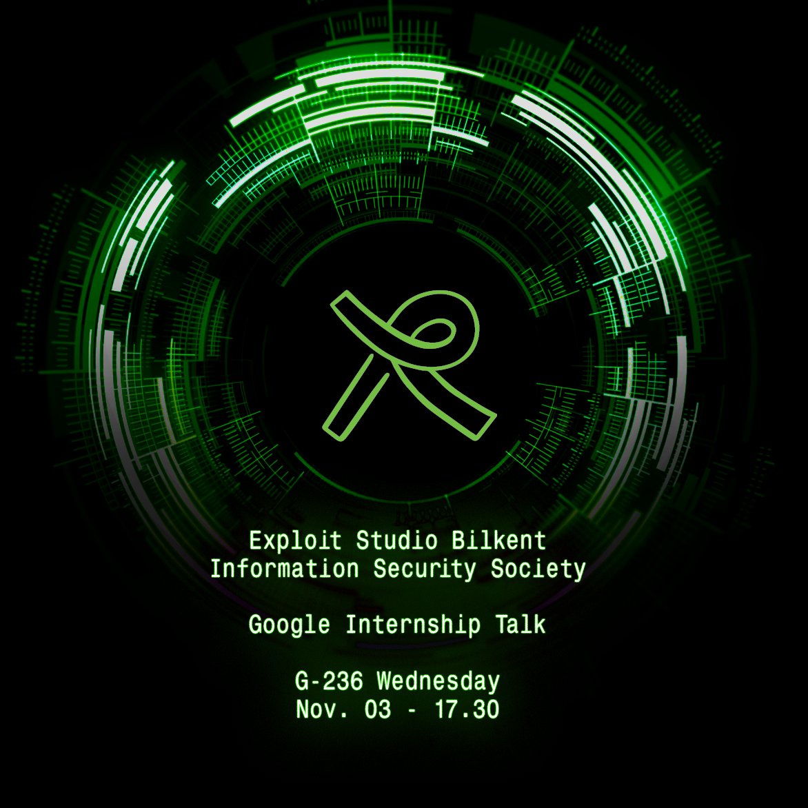ExploitStudio's tweet image. This Wednesday, Aybala Karakaya will have a talk on the Google Internship. In this talk she will explain the Google STEP Internship Process and her personal internship experience at Google.
GE250/1 points will be given.
Location: G-236, Bilkent University
Time: 17:30