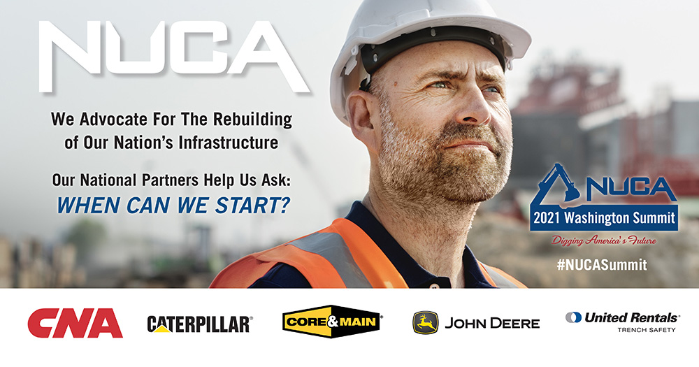NUCA_National's tweet photo. America's aging water #infrastructure isn't fixing itself. This job requires skilled men & women digging, pouring concrete & wrangling pipe.
It also requires Congress to provide America's communities with fresh resources. We want to get started-- #PassIIJA today! #NUCASummit https://t.co/0yjH80Fkim