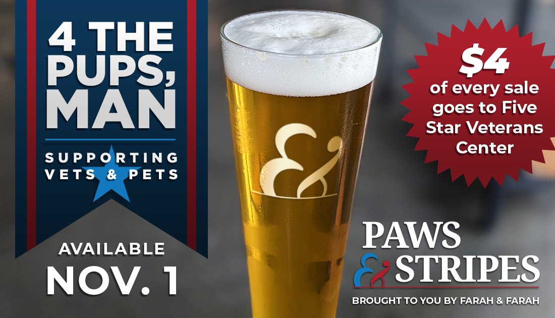 Today is the day of our 4 The Pups, Man Launch Party on the rooftop at @IntuitionAle and we want you there to help us celebrate! For every pint sold, we will donate $4 to FIVE STAR Veterans Center and @JaxHumane's Paws & Stripes program!

See you there: https://t.co/Fg4dhEXdvI https://t.co/Lvshu7efmL