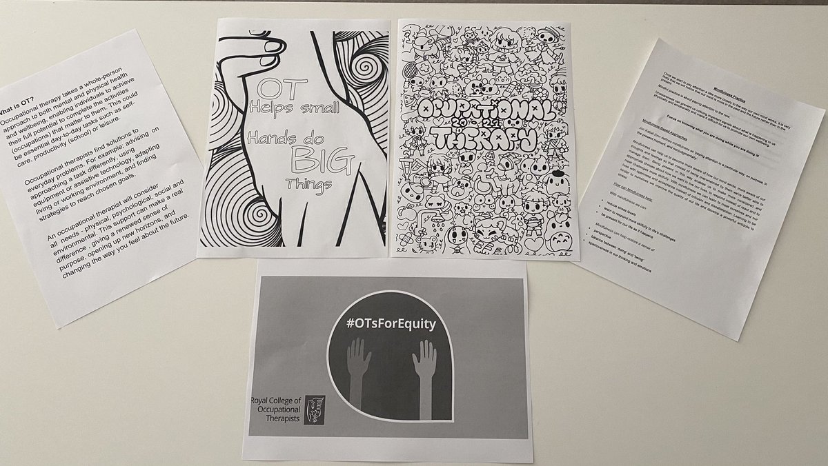 Some of the mindfulness packs that we are providing for patients and families on the wards! 
The colouring pages have been designed by two of our very talented patients! 🌟#OTsForEquity #OTweek2021