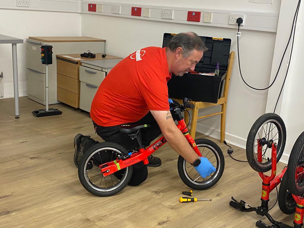 OutspokenTrain's tweet photo. It’s servicing day at The Bike Depot! Our balance bikes are having some TLC ahead of going into schools to help create the next generation of cyclists. #Cycling #Bikeability #BalanceFirst @BikeabilityUK https://t.co/GYrqeakbnK
