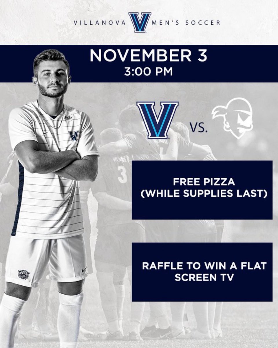 NovaNation , come out to support <a href="/NovaMSoccer/">Villanova Men's Soccer</a> on Wednesday at 3pm as they look to clinch a spot in the Big East Tournament . Let’s pack Higgins Field !! #GoNova