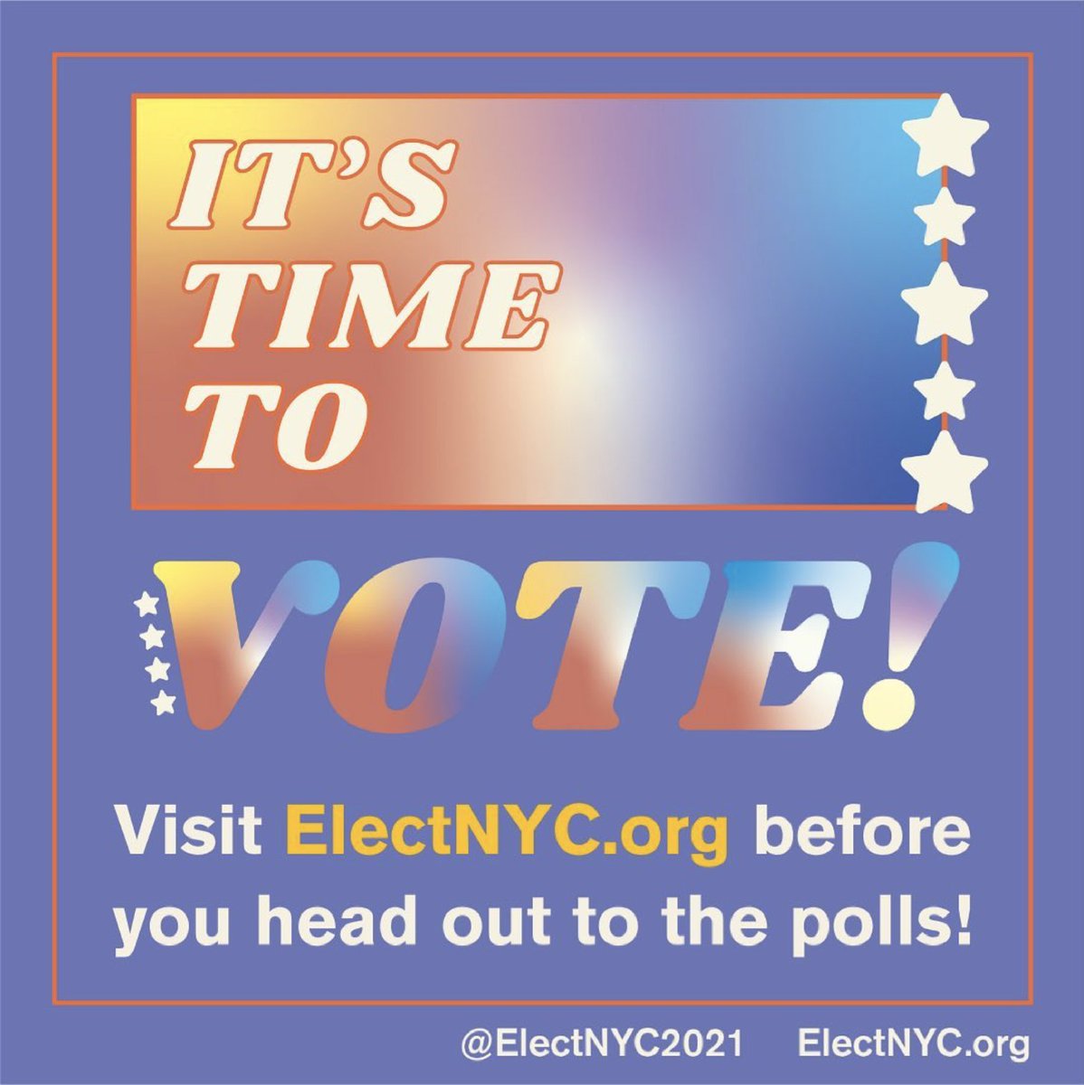 Today is the day to cast your vote and help determine the future of NYC! Before you head to the polls, head to ElectNYC.org and make sure you know who’s who in the race and how you plan to vote.