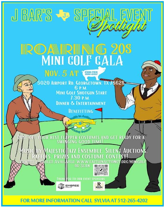jbar_ent's tweet photo. Benefit Faith in Action at their Roaring 20's Mini Golf Gala this Saturday! #minigolf #gala #roaring20s #benefit #fundraiser #jbarspecialevents https://t.co/NKIYknu2Gy