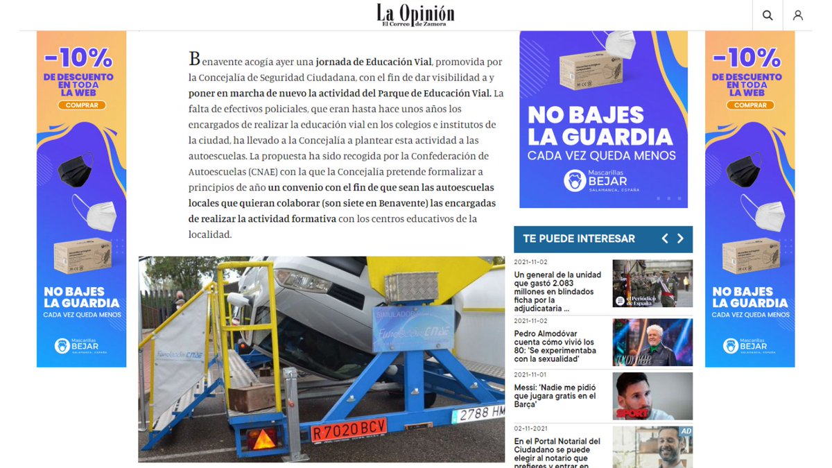🚘<a href="/FundacionCNAE/">Fundación Confederación Nacional de Autoescuelas</a> colaboró el sábado pasado en una jornada sobre #EducacionVial en Benavente👇

🚀Simulador de vuelco de <a href="/InfoCnae/">Confederación Nacional de Autoescuelas</a> 

🛼 Vehículos de Movilidad Personal (VMP). 

👩‍🦽Conducción y discapacidad.

🚸Educación vial infantil.

🗞️Una noticia de la <a href="/opiniondezamora/">LA OPINIÓN DE ZAMORA</a>