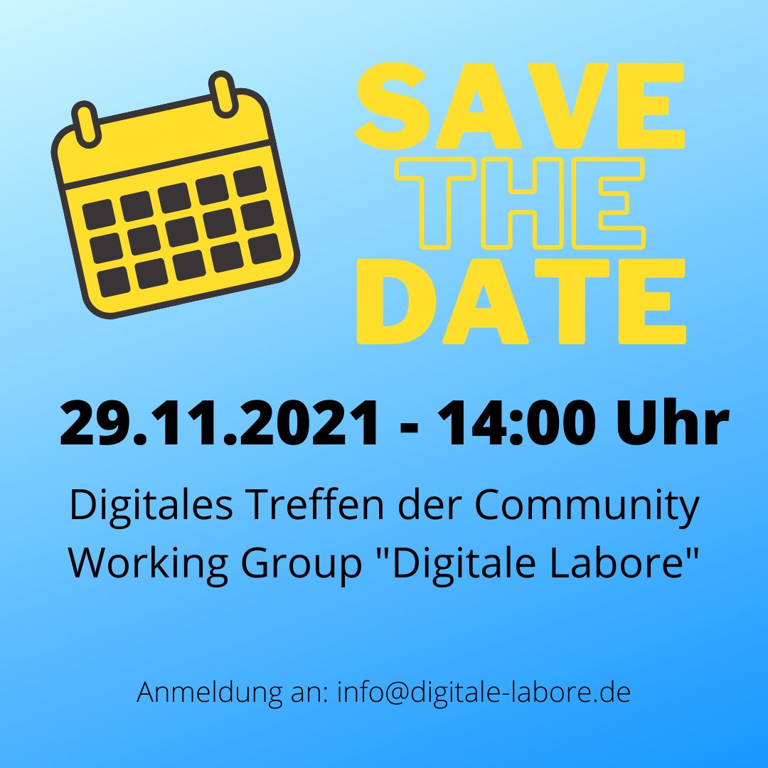 DigitaleLabore's tweet photo. @inno_lehre Mehr Austausch gibt es am 29.11.2021 beim digitalen Meeting der Community Working Group! https://t.co/hIx0AeN2EM