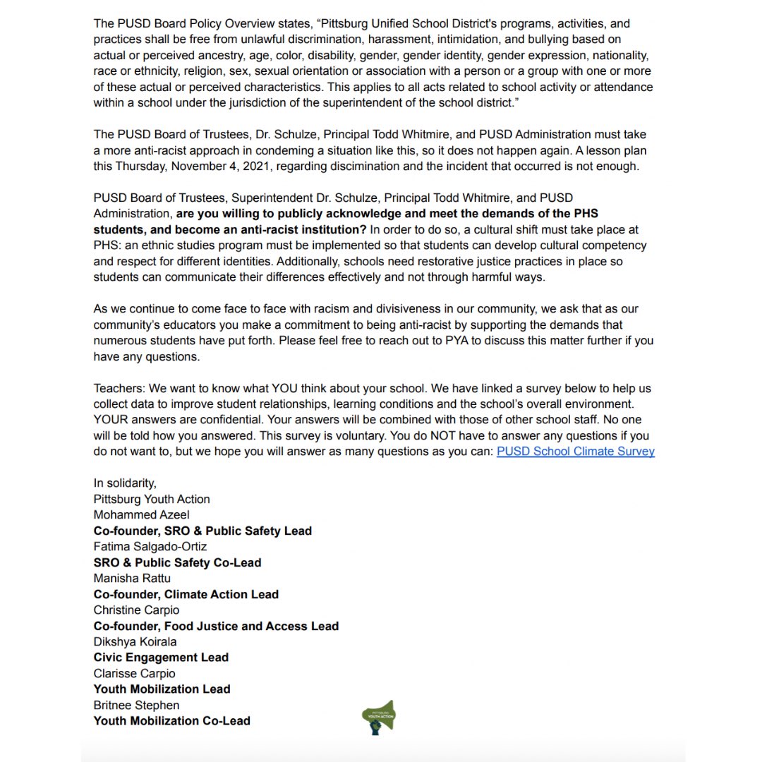 PYA believes it is absolutely necessary for us to hold PUSD administration accountable.