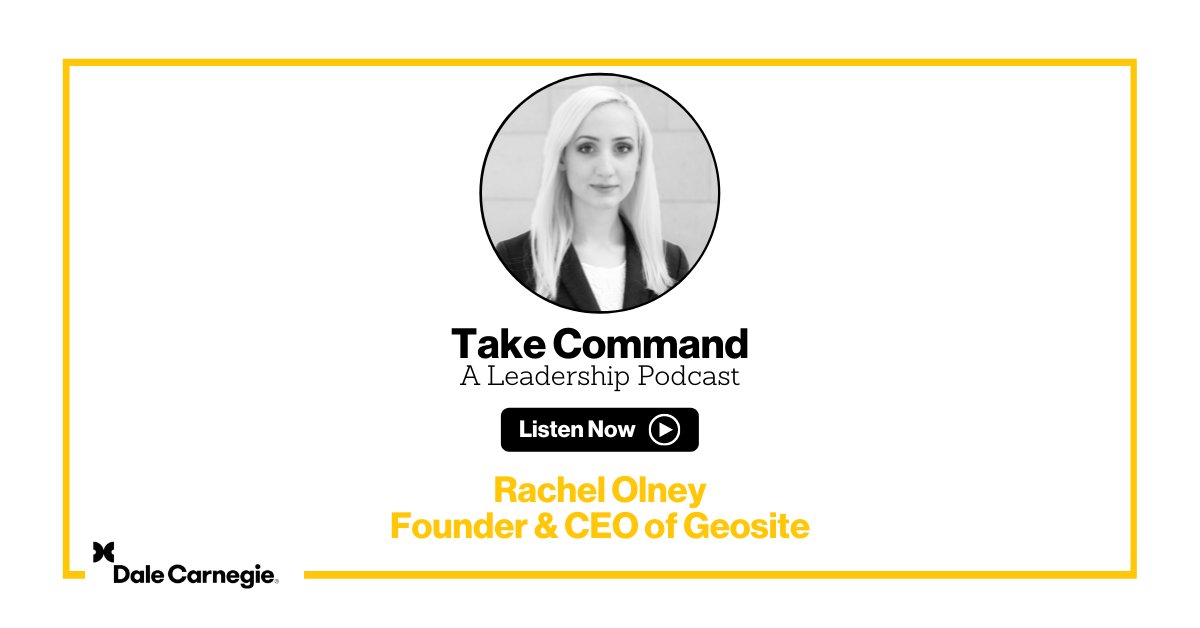 DaleCarnegie's tweet photo. Listen to @RachelOlney, Founder &amp; CEO of @Geosite and @Forbes 30 under 30, as she shares how by challenging ourselves &amp; taking chances we can create #opportunities to #grow &amp; #impact the world: https://t.co/WiMyXf5Gmm
#DCTakeCommand #TakeCommandPodcast #GEOSITE #forbes #stanford https://t.co/mc11hVO40j