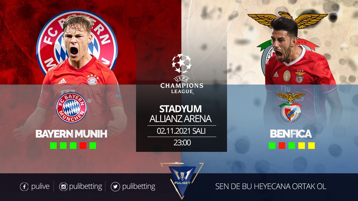 Pulibetting's tweet photo. 🏆 Bayern Münih - Benfica

📊 Şampiyonlar Ligi E grubunda mücadele eden iki takım daha önce aralarında oynadıkları son beş maçın üçü 3.5 ÜST gol sonuçlandı. #UCL  #Pulibet 

Fikstür ve Oranlar 🔗 https://t.co/TesktHxAXV https://t.co/UIixC8w9bc