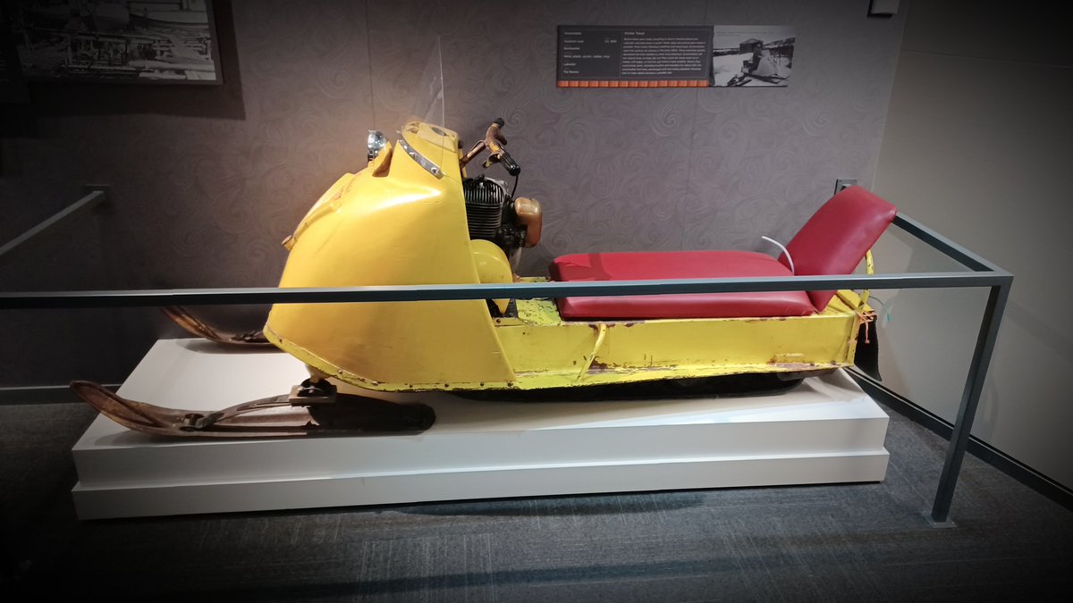 jeffwhigdon's tweet image. BRAAAAP! A mid-1960s #Bombadier #snowmobile from southern #Labrador, on display @TheRooms_NL #museum.