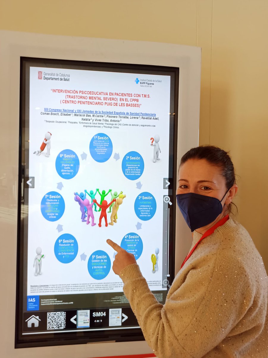 iasgirona's tweet photo. L'equip de salut #iasgirona i @icsgirona del centre penitenciari Puig de les Basses ha presentat al XXIII Congrès Nacional de la #SESP @Sanidad_Peniten el treball que es fa en intervenció psicoeducativa en pacients amb #TMS #Pòster #SanitarisPenitenciaris #NousEnfocs 👍 https://t.co/k1U97Hg8ww