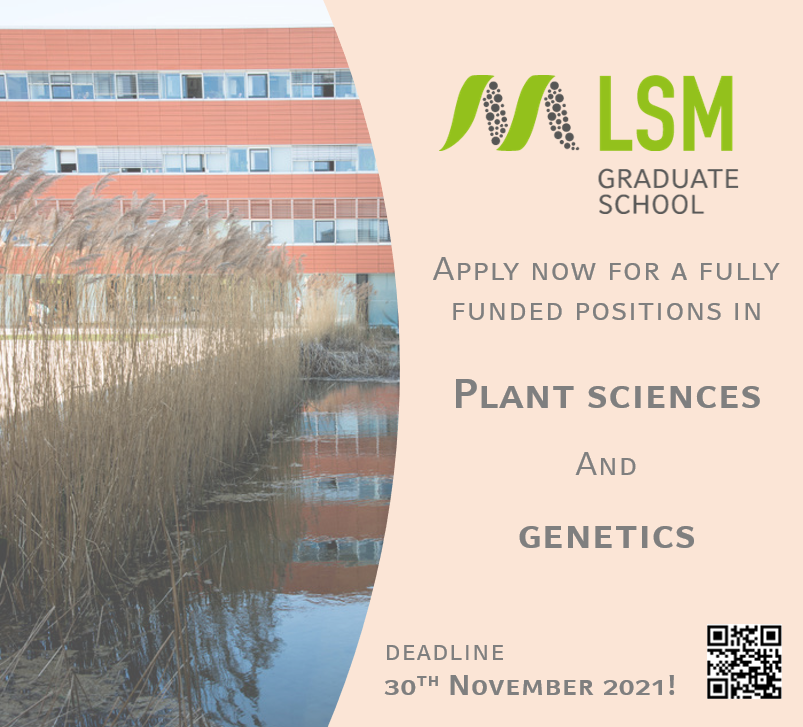lifescimunich's tweet image. The Graduate School Life Science Munich @lifescimunich invites applications for 5 fully funded #PhD positions in #Plant Sciences and #Genetics. Will one of them be yours? Apply now
Deadline: 30 November 2021 at portal.graduatecenter.uni-muenchen.de/ocgc/lsm
#Biology #PlantSciences #Genetics  #research
