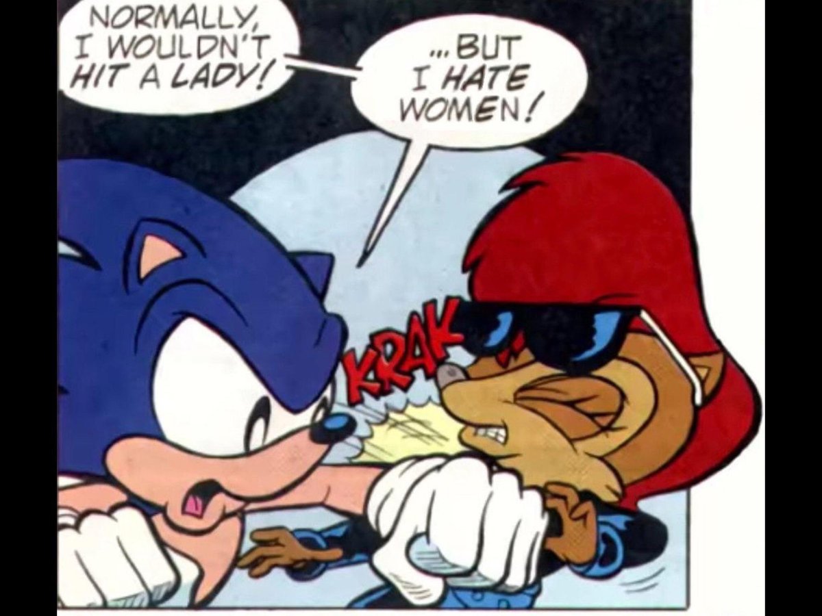 CoolSonicFax's tweet photo. Cool Sonic Fact!

While Archie Sonic is forever forgotten by Sega, Izuka has stated that this is the only panel that’s considered canon! He was stated saying only the word “Based” when asked about it! Oh that jokester! https://t.co/jH9LJAtrry
