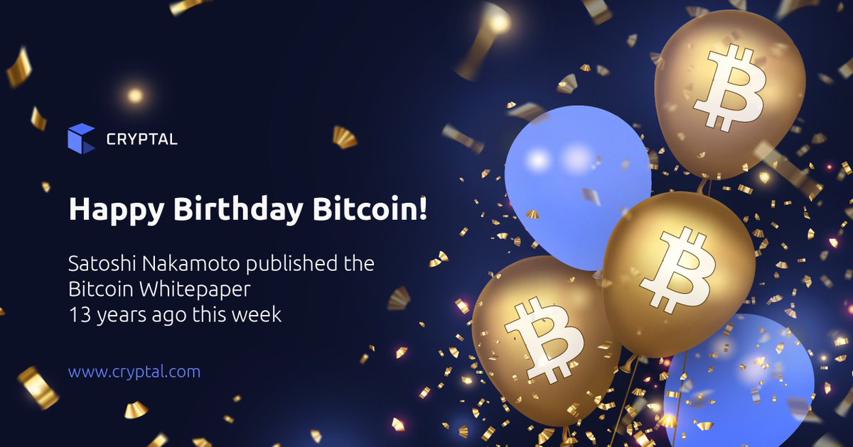 Cryptalexchange's tweet photo. 🔔 #Satoshi Nakamoto published the #Bitcoin Whitepaper 13 years ago this week 🥳

#cryptalexchange #bitcoin #cryptocurrency https://t.co/V4HMZKMLSV