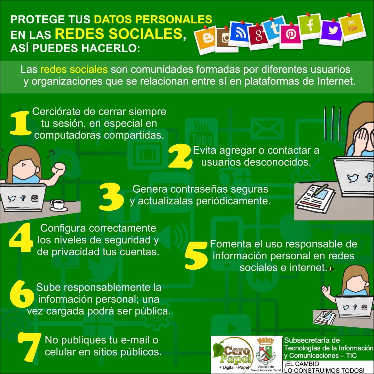 SantaRosaCTIC's tweet photo. Protege tus datos personales en las Redes Sociales, #SantaRosaCiberSegura #ciberseguridad https://t.co/9IEMNYsTXW
