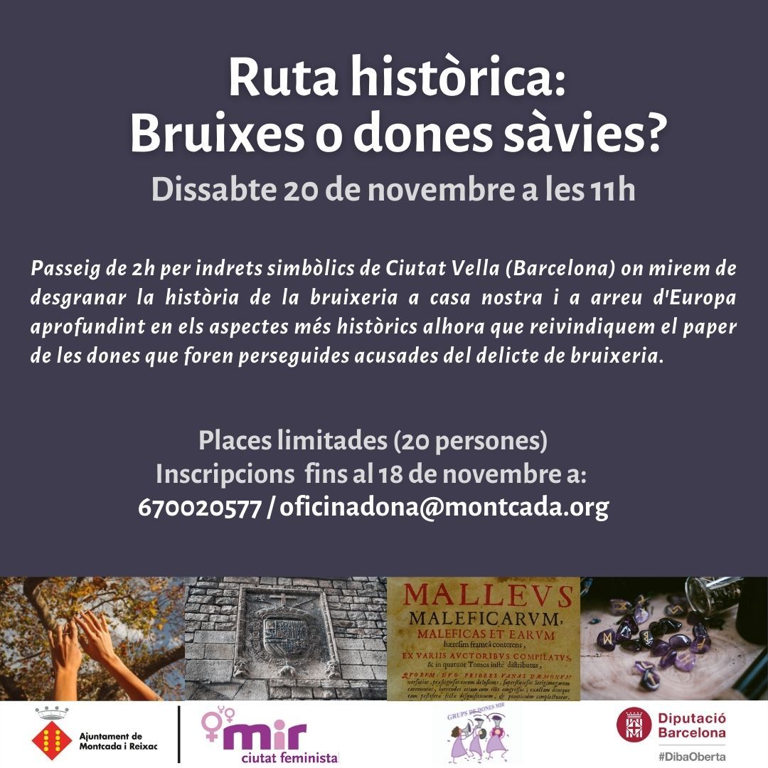 IgualtatMiR's tweet photo. 💜 Us anunciem la 1a de les activitats del programa del 25N, dia internacional contra les violències masclistes. La nostra història compta amb diversos casos d'execucions de dones pel "delicte de bruixeria"... però què en sabem realment d'aquestes dones? 
Vine a descobrir-ho! https://t.co/4uIyLyokBd