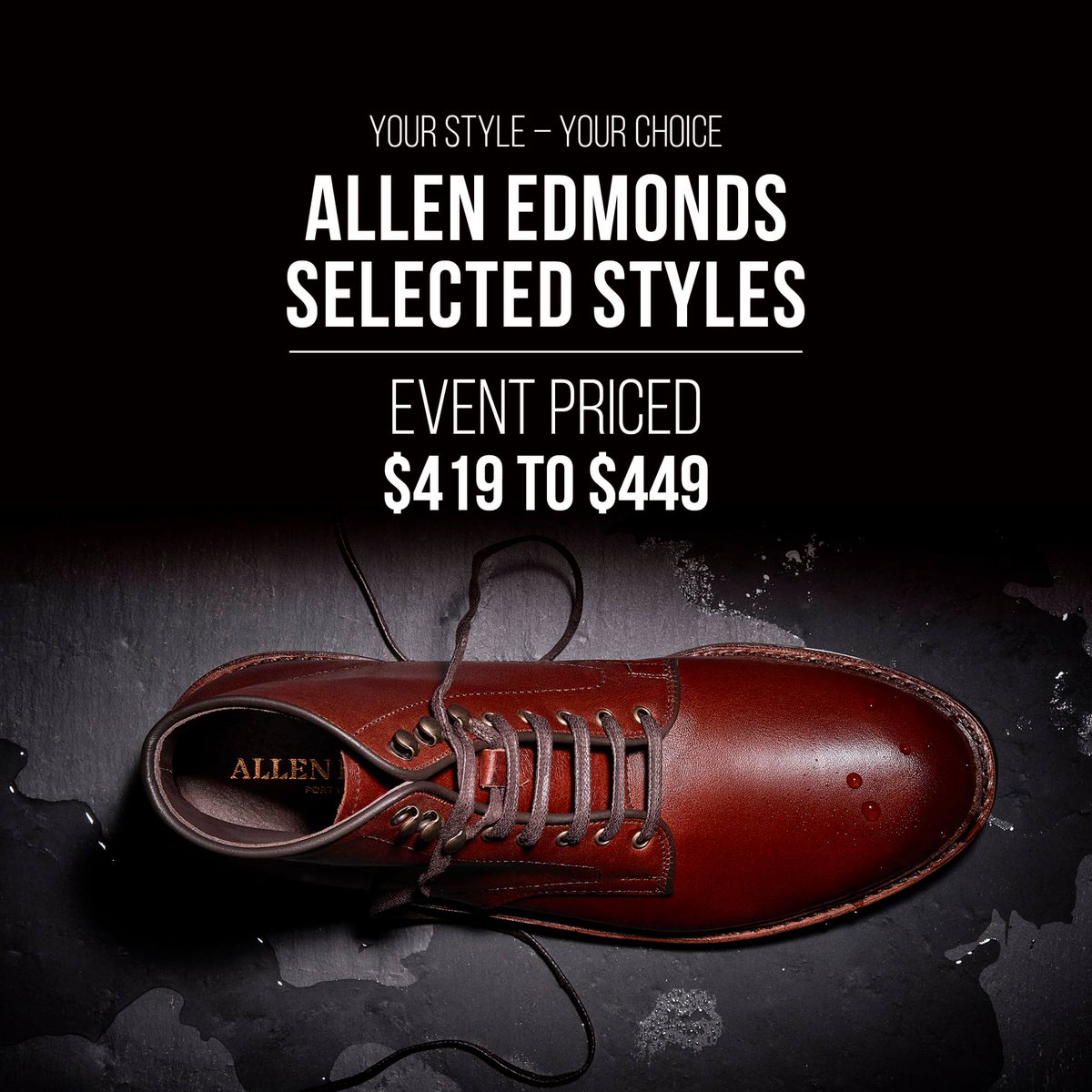 OConnors_YYC's tweet photo. Our @AllenEdmonds event is still on, but not for much longer. Don't wait to take advantage of the event pricing on favorite styles like Fifth Ave, McAllister, Higgins Mill, and Patton. Send inquiries to contact@oconnors.ca.

👞🥾 $419-$449

#oconnors #yyc #allenedmonds #shoeevent https://t.co/Sd4H66Ixnw