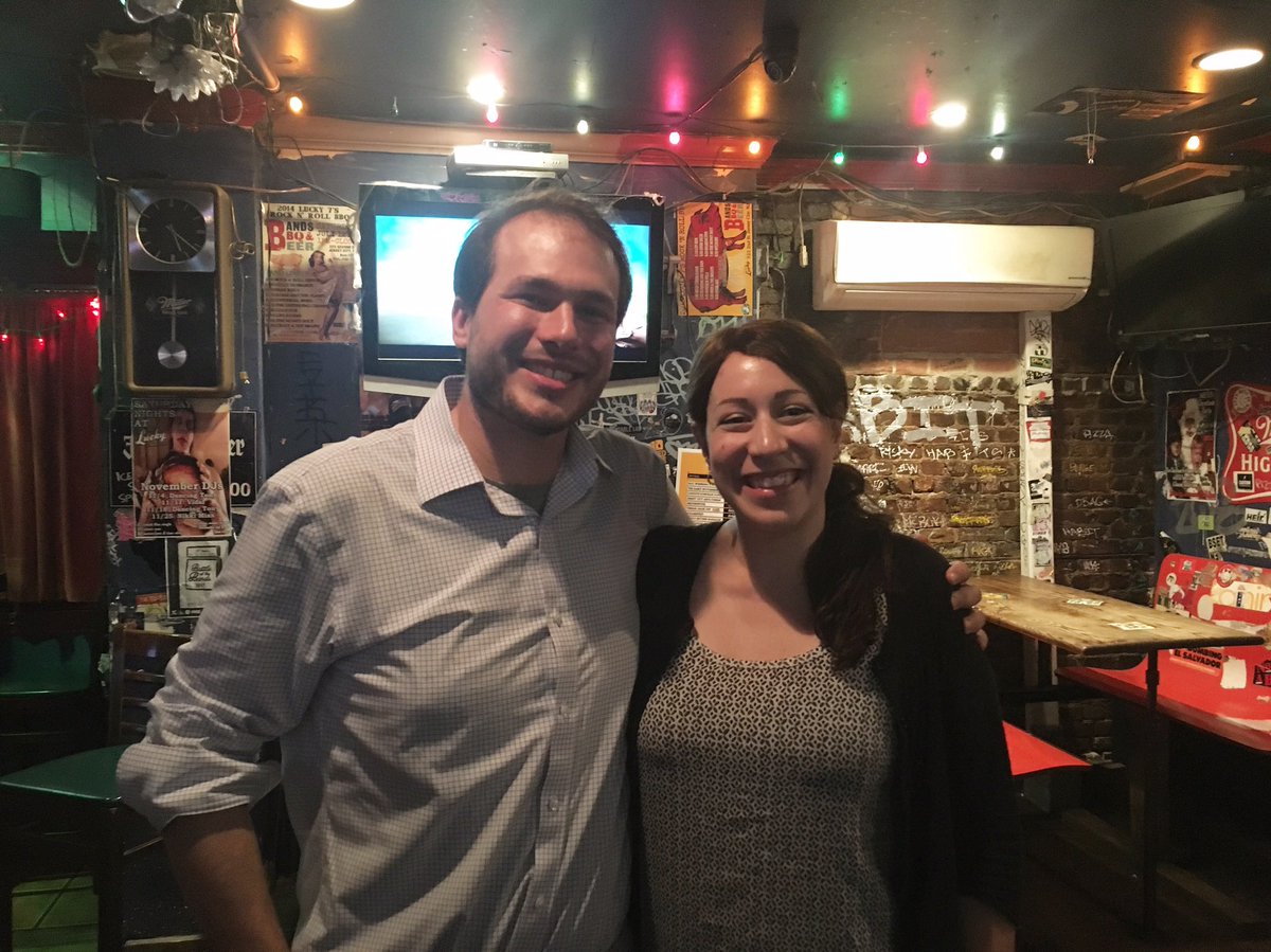AylaSchermer's tweet photo. It’s a great day to re-elect @SolomonforJC to another city council term! Let’s do it, Ward E! Polls are open until 8pm. 🗳 #JerseyCity

(Throwback pic to James’ election night after party 4 years ago 🙂) https://t.co/z5hyKWqe98