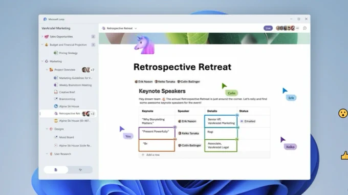 Screenshot of Microsoft Loop