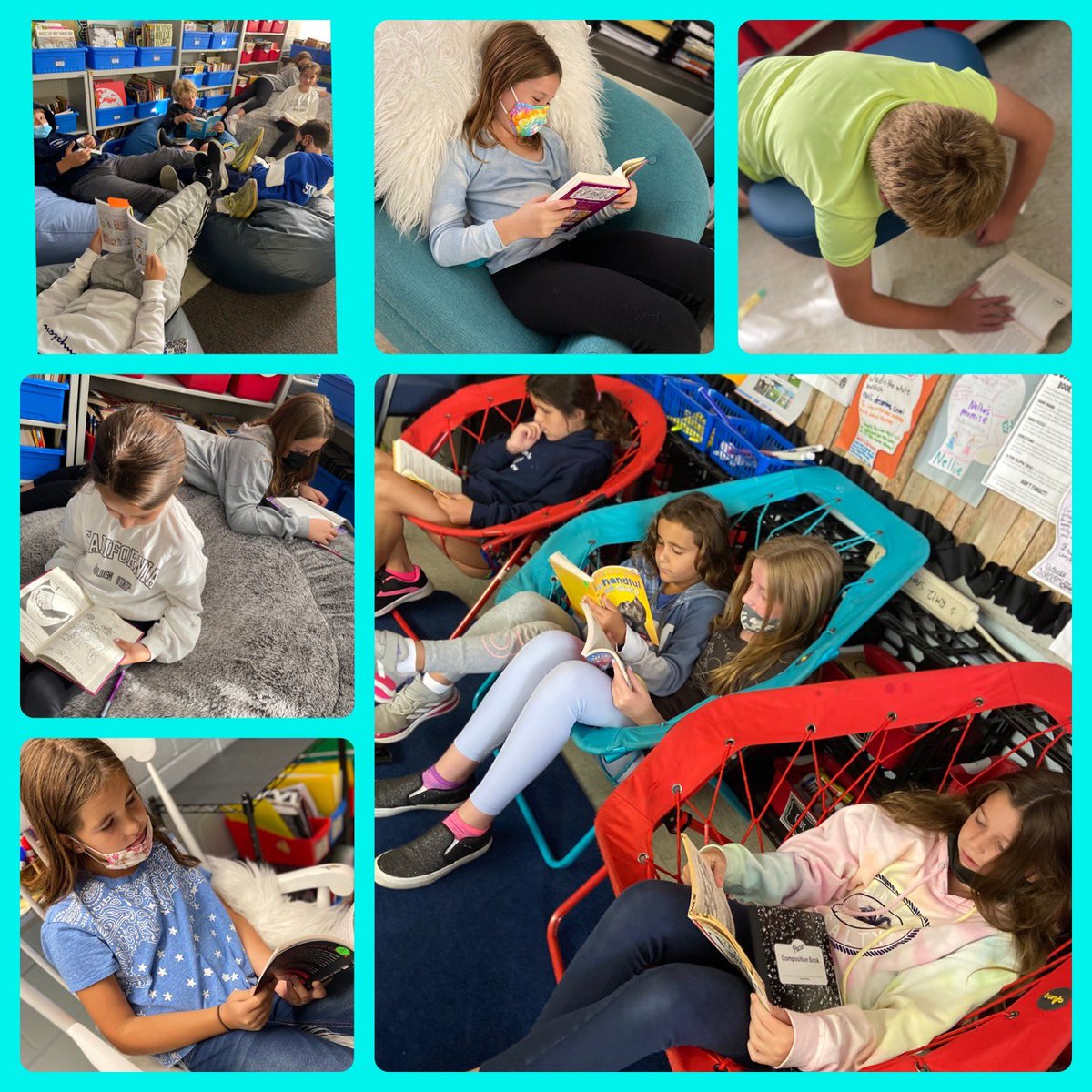 Flexible seating, independent reading…my 5th grade learners! 👍🏻