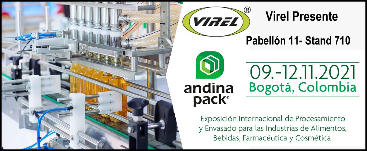 VirelSAS's tweet photo. Cuenta Regresiva para #Andinapack 2021, Estaremos en @CorferiasBogota Pabellón 11 Stand 710, del 9 al 12 de noviembre @AndinaPack #llenadoras #monoblock #etiquetadoras #tapadoras #corferias https://t.co/dT9mwwUlYt
