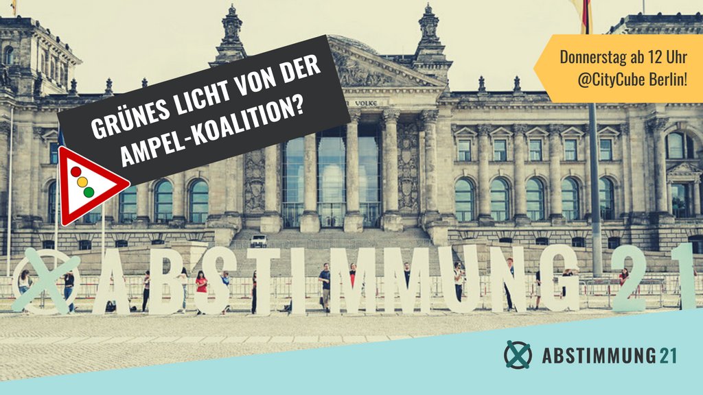 openPetition (@openpetition) on Twitter photo Wie viel Mitbestimmung wird mit der neuen Regierung möglich sein?🤔 <a href="/abstimmung21/">ABSTIMMUNG21</a> fordert die Aufnahme von bundesweiten Volksabstimmungen in den Ampel-Koalitionsvertrag!🚦Unterstützt unsere Aktion🥳
📅 Donnerstag, 04.11. ab 12 Uhr, am CityCube Berlin, Messedamm 26, 14055 Berlin! Wie viel Mitbestimmung wird mit der neuen Regierung möglich sein?🤔 <a href="/abstimmung21/">ABSTIMMUNG21</a> fordert die Aufnahme von bundesweiten Volksabstimmungen in den Ampel-Koalitionsvertrag!🚦Unterstützt unsere Aktion🥳
📅 Donnerstag, 04.11. ab 12 Uhr, am CityCube Berlin, Messedamm 26, 14055 Berlin!