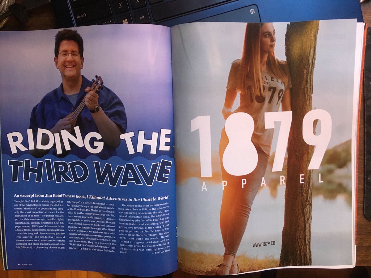 1879Apparel's tweet photo. Looking good in ⁦@UkuleleMag⁩ next to Jim Beloff! https://t.co/uyECCRLpSg