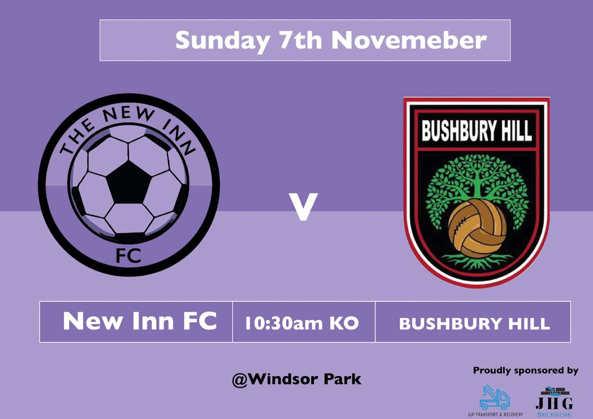 NewInnWomFC's tweet photo. This Sunday we face @bushbury_fc in the league‼️

Come along to support the boys⚽️ https://t.co/T2mnH4zQJO