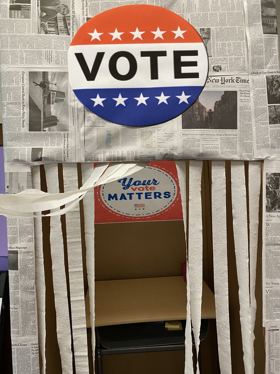 FieldstoneIMC's tweet photo. The IMC is ready for 8th grade voters! #GeneralElection #votingday #nj https://t.co/NKV8EDgdc8