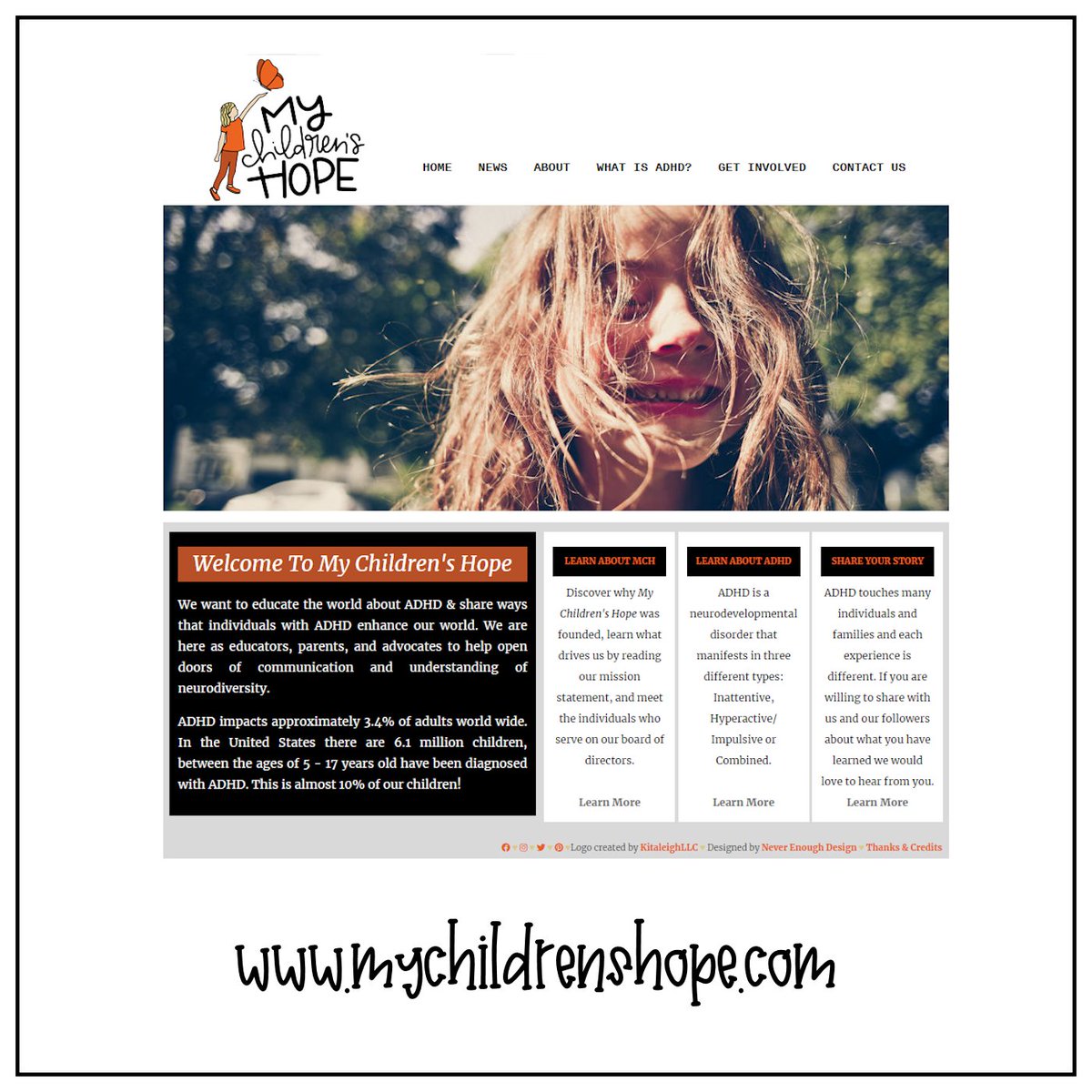 MyChildrensHope's tweet photo. https://t.co/0M8xHW9p3t Is Live! 
Visit the site to learn more about the basics of ADHD, follow our blog, meet our board members &amp; find out the inspiration for creating My Children’s Hope. Find out how you can get involved and be a part of raising awareness for ADHD. #NewWebsite https://t.co/Von4yRnLJq