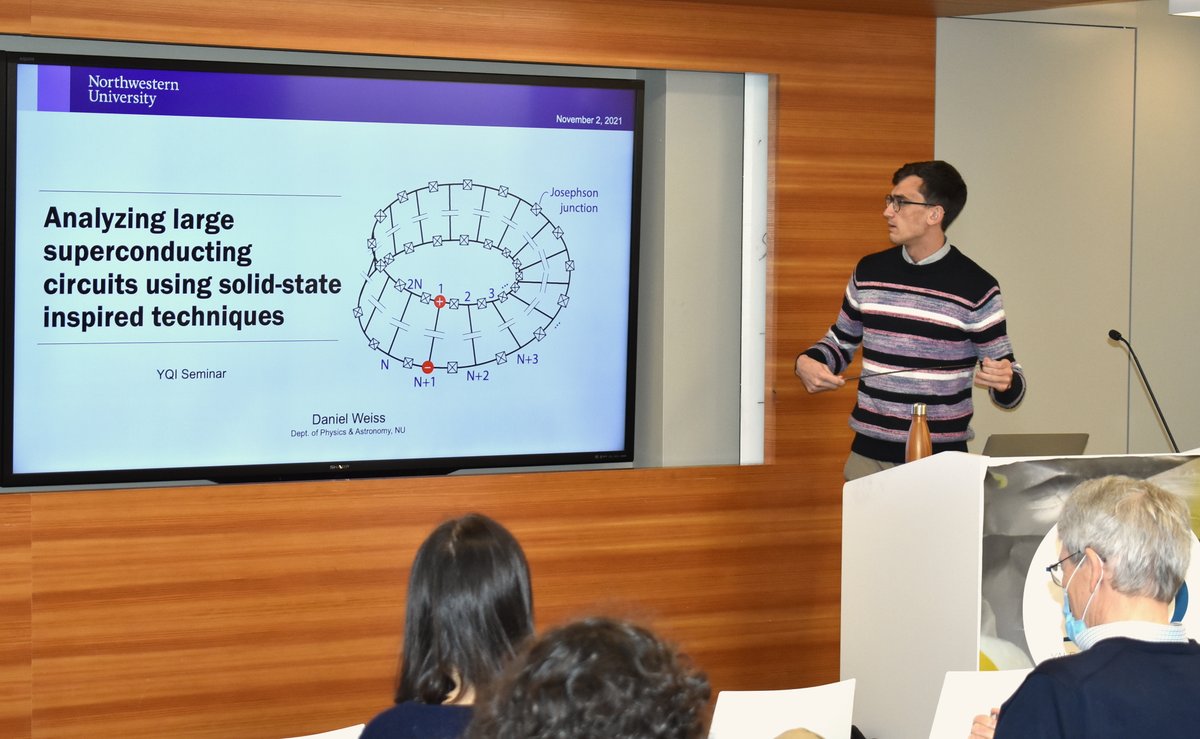 YaleQuantumInstitute (@yale_qi) on Twitter photo Kicking off this event-rich day, Daniel Weiss from <a href="/NorthwesternU/">Northwestern</a> is presenting his research on the analyze of large superconducting circuits using solid-state inspired techniques. Kicking off this event-rich day, Daniel Weiss from <a href="/NorthwesternU/">Northwestern</a> is presenting his research on the analyze of large superconducting circuits using solid-state inspired techniques.