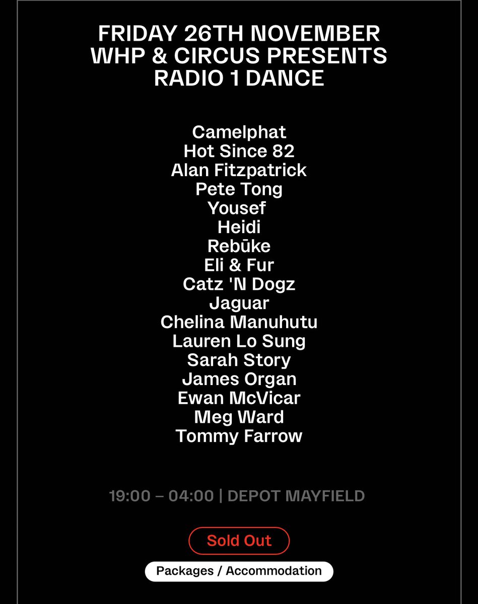 J_T_Mitch's tweet photo. Selling 4 x WHP &amp; Circus presents radio 1 dance tickets for the 26th November #WarehouseProject https://t.co/rYhsMVMq3x