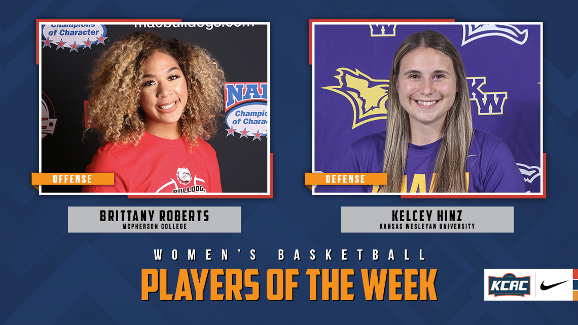 Brittany Roberts of <a href="/MAC_Bulldogs/">McPherson Athletics</a> and Kelcey Hinz of <a href="/kwucoyotes/">Kansas Wesleyan Coyotes</a> Earn KCAC Women's Basketball Weekly Honors! j.mp/2ZM7eRk #KCACwbb

<a href="/sportsinkansas/">Sports in Kansas</a> <a href="/KansasPregame/">Kansas Pregame</a> <a href="/KansasSportsNet/">KansasSports.Net</a> <a href="/OklaSports_Joey/">OklahomaSports.Net</a> <a href="/NAIA/">NAIA</a> <a href="/NAIAWomensHoops/">NAIA WBB Hoops Report</a>