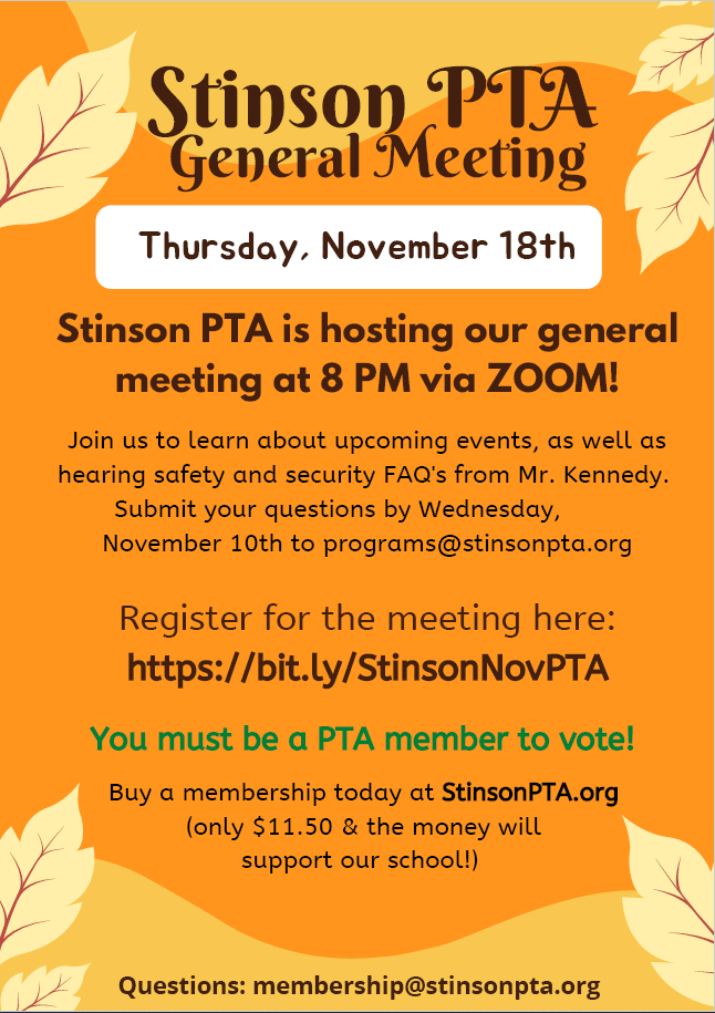News from our Stinson PTA: