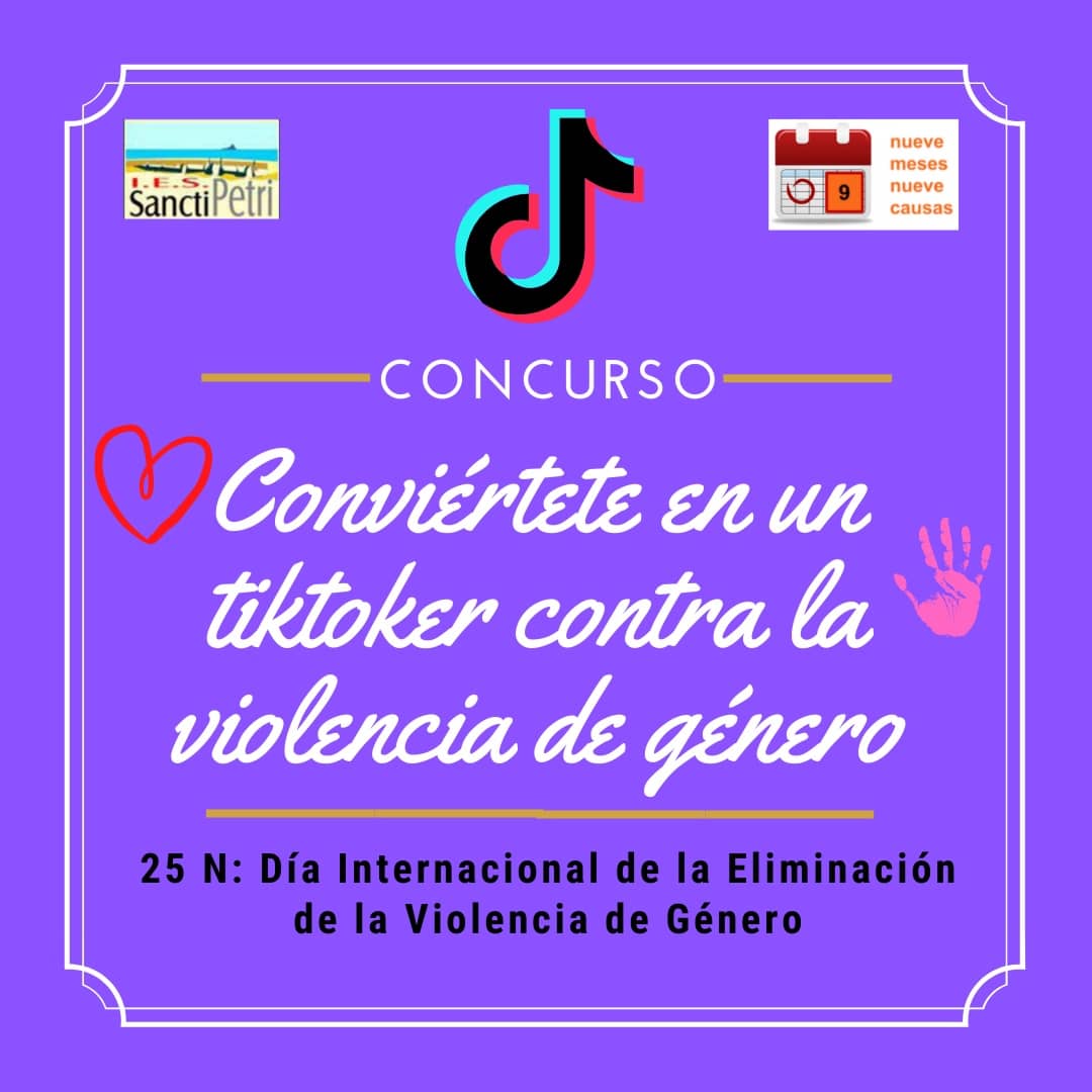 IesSanctiPetri's tweet photo. 💜 Anímate y participa en nuestro concurso 💜 #9meses9causas #mes2 #causa2 #prevencióndelaviolenciadegénero #escuelaespaciodepaz #stopviolencia #másamordelbueno https://t.co/qk63VmuCXv