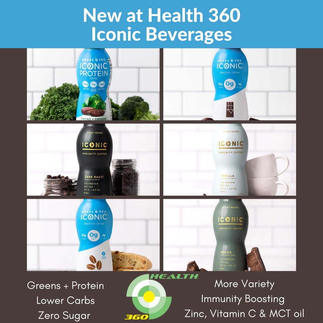 Health360g's tweet photo. 🚨NEW at Health 360 🚨
@drinkiconic ICONIC Beverages Protein Drinks &amp; Immunity Coffee!

🥦 Greens + Protein
⬇️ Lower Carbs
🚫 Zero Sugar
➕ More Variety
⬆️Immunity Boosting with Zinc, Vitamin C &amp; MCT oil

#iconicbeverages #protein #immunitycoffee #health360 #mayfieldvillage https://t.co/EHThXpIuw2
