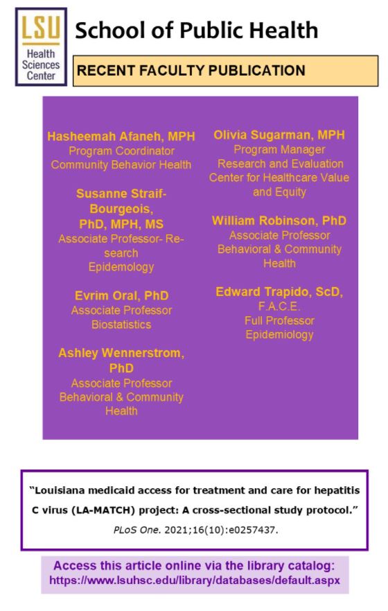LSUHSCBiostat's tweet image. #Biostatistics faculty Dr. Chapple and Dr. Oral participated in recent publications that are highlighted on the LSUHSC library page! 

lsuhsc.edu/library/news/?…