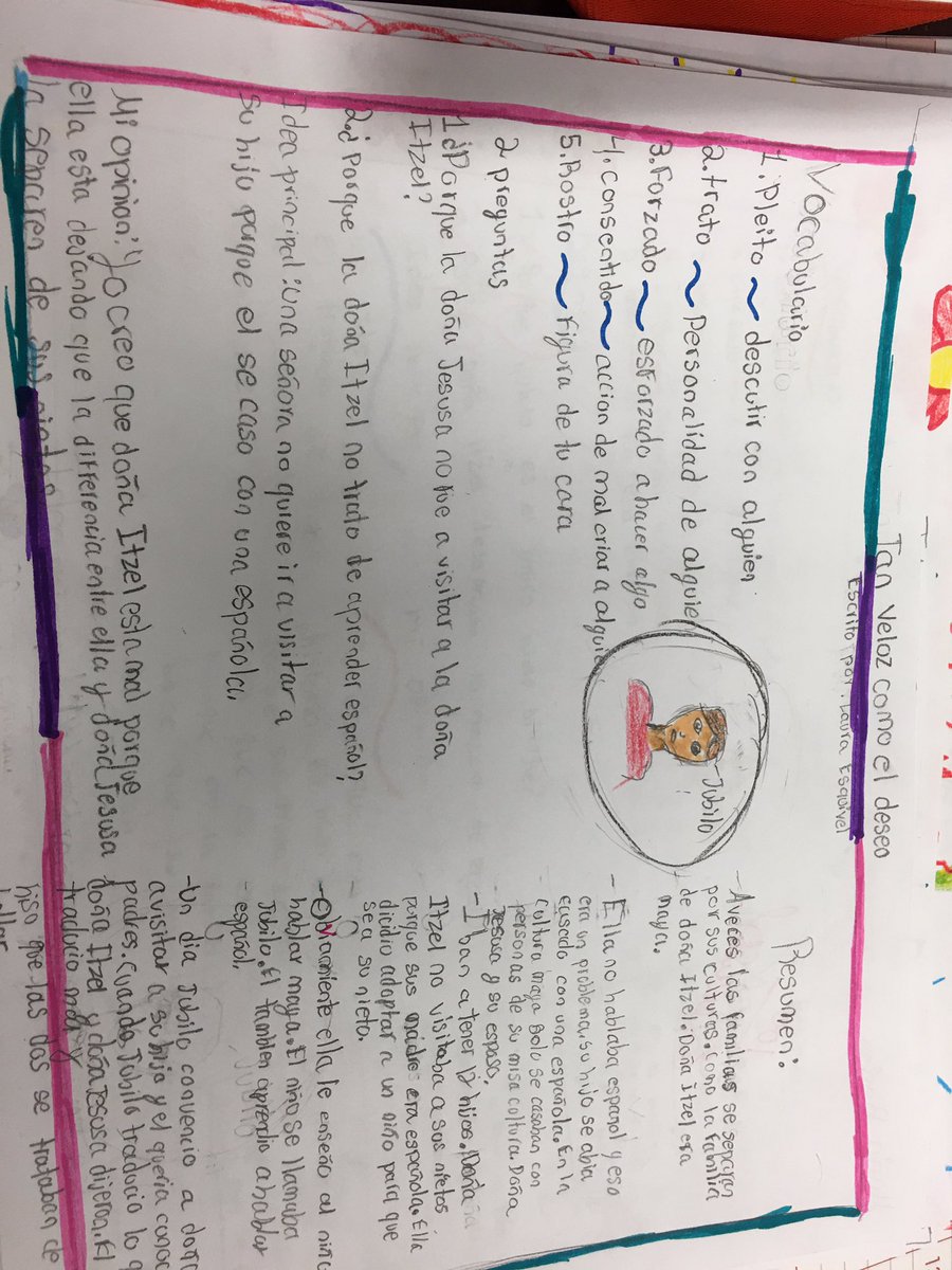 ceciliamewa's tweet photo. Spanish 3pre AP #OnePager #TanVelozComoelDeseo by Laura Esquivel #Analyzing #IdentifyingMainIdea #Details #WritingSkills #Summaryzing #Stemstrategy @GISDWorldLang @Bussey_Owlets @DiscoveryEd @AVIDjeanie https://t.co/SBKuLX6Rlp