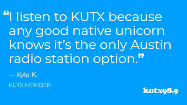 KUTX's tweet photo. Calling all mythical creatures of Austin to join Kyle K. in showing your support for homegrown public radio during our Fall Membership Drive! Tell us why  you #loveKUTX when you make a gift at https://t.co/ovref4qp4X. https://t.co/Im3ZMMIJ1Z