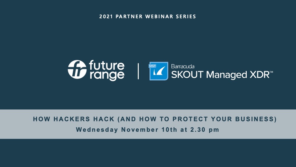 Futurerange1's tweet photo. Mark your calendars for our #Webinar on Wednesday, Nov 10th at 2.30 pm when we team up with @barracuda SKOUT Managed XDR and discover 'How Hackers Hack' and how to protect your business with a fully managed 24x7x365 Security Operation Center https://t.co/Oag5Xc7e1D
#Cybersecurity https://t.co/vr64beFbFZ