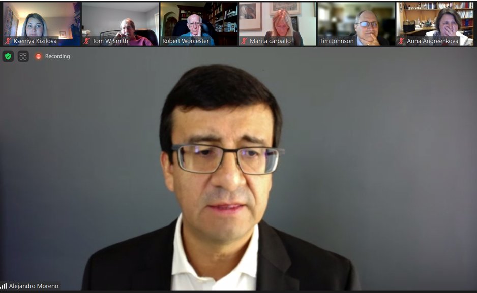 WAPOR's tweet photo. 📢📢📢#WAPOR2021 happening  #NOW!

@almorenoal (@ITAM_mx @WVS_Survey &amp; @WAPOR President in 2013-2014) speaks about "Disseminating the science of polling: The IJOAR in the 1940s" https://t.co/MiAMYTuuPg