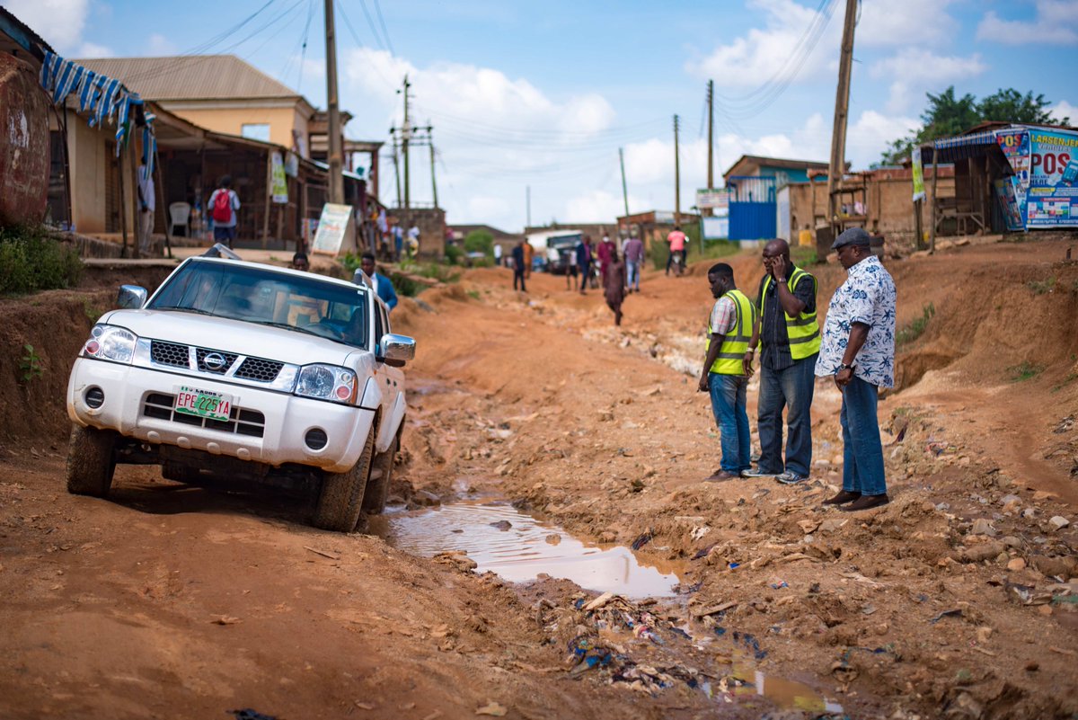 profDSMedia's tweet photo. As part of our plan to expand our economy with improved infrastructure, we visited the Ido and Oluyole local government areas yesterday afternoon  to inspect the deplorable conditions of the 4km Agbofieti-All Saints College junction-Orita Faaji-Wire&amp;Cable and Ayegun Oleyo road. https://t.co/Vbf2rSjvkL