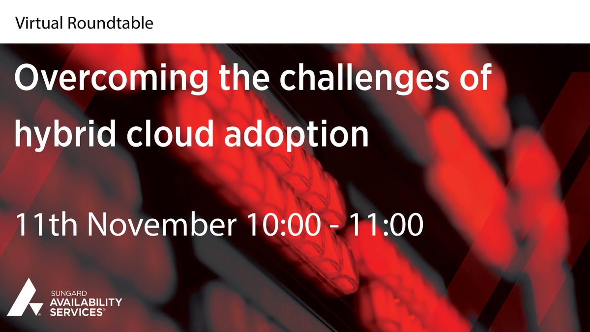 There is still time to book your place at our virtual roundtable on the challenges of hybrid cloud adoption. This session on the 11th November will focus on areas such as governance, cost control, security and expertise. Reserve your place here: ow.ly/m95250GyuC9
