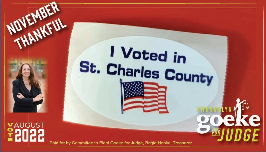 GoekeForJudge's tweet photo. I am grateful to live in the United States of America and St. Charles County, where I have the right to vote. @sccmo.  #voted #Election2021 #goeke2022 #stcharlescojudge #bornintheusa #ThankfulTuesday https://t.co/YjgnUi8gS6