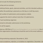 Image for the Tweet beginning: We are now accepting workshop