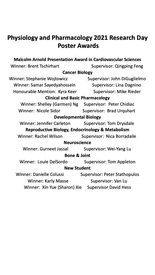 And congratulations to all poster award winners from today’s Research Day as well as all other presenters - these were tough choices! Great to see so many different labs presented here including new ones!!