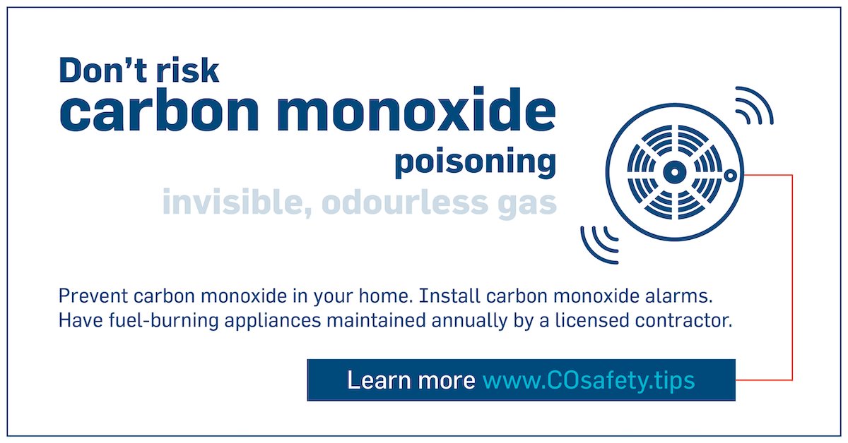 2874Iaff's tweet photo. Your carbon monoxide alarm sounds different than your smoke alarm. Test BOTH alarms monthly and make sure everyone in your home knows the difference between the two sounds. #TestItTuesday https://t.co/qoDXTITZ3S https://t.co/8p2e9GUDRP