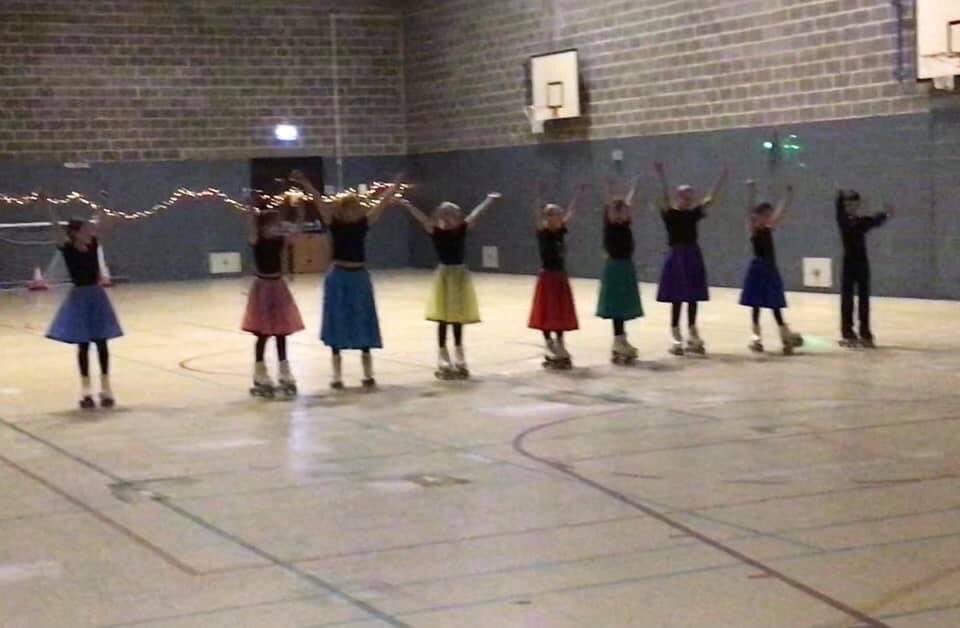Spectrum Roller Skating Club performing their Spooky Fire Skating demonstration at Shildon Sunnydale Leisure Centre #rollerskating #halloweenskate #artisticrollerskating #patin #showskating #teamwork #skatingskills #fun #365daysofskate
