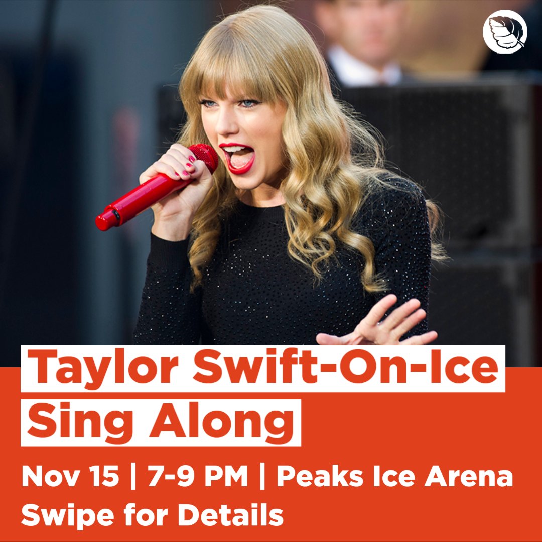 ProvoRecreation's tweet photo. Swifties...are you ready for it? Skate and sing the night away at our Taylor Swift-On-Ice Sing Along at @peaks_ice on November 15 from 7-9 PM. Join us for two hours of Taylor's classic bops and deep cuts alike. We'll have a costume contest, song trivia, and a vinyl giveaway! https://t.co/gSmfWQxYDd