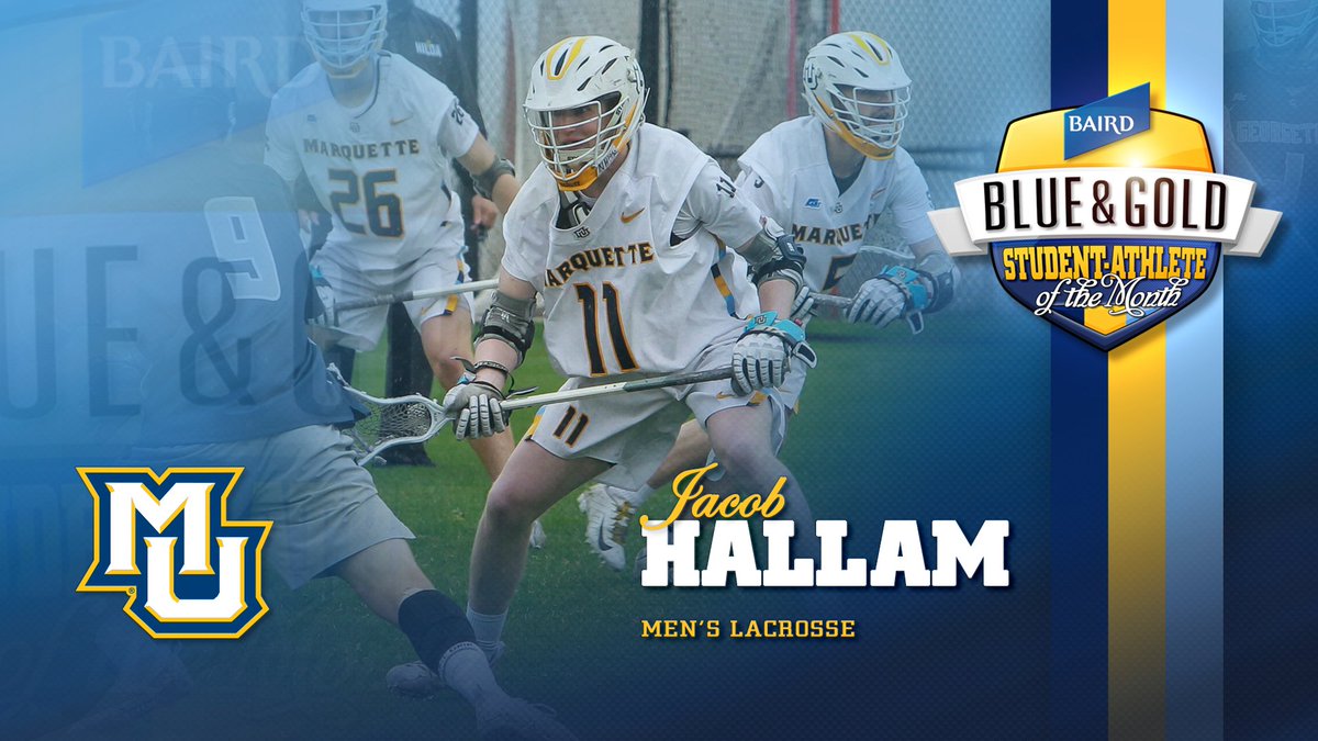 Jacob Hallam of @MarquetteMLax is the @rwbaird 💙💛 Student-Athlete of November. #WeAreMarquette MORE ⤵️ gomarquette.com/news/2021/11/2…